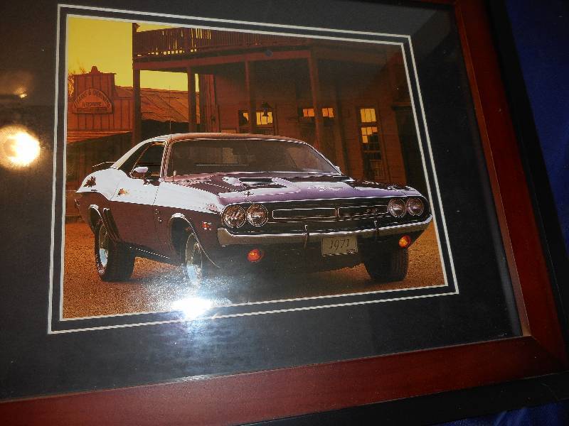 FRAMED VINTAGE CAR PICTURE