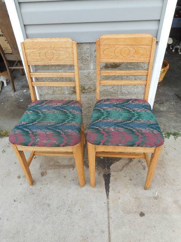 2 HEAVY WOOD DINING ROOM CHAIRS