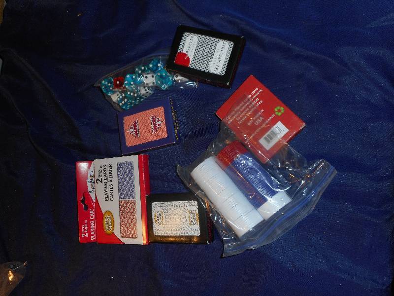 POKER CHIPS , DICE ,CARDS