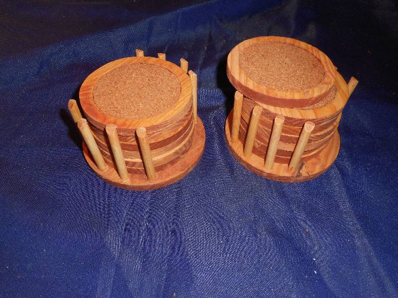 2 HAND CRAFTED COASTER SETS