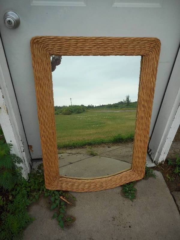WICKER FRAMED MIRROR