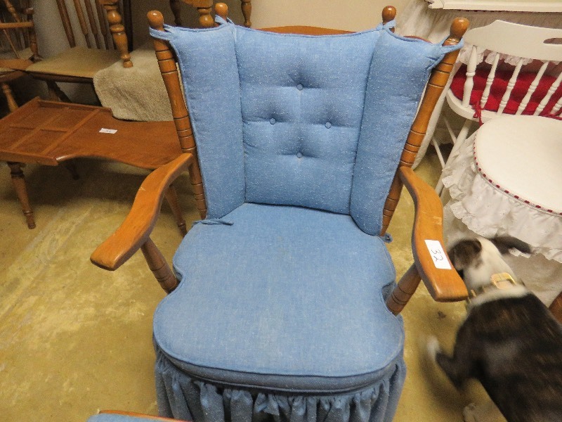 Upholstered Rocker and Foot Stool