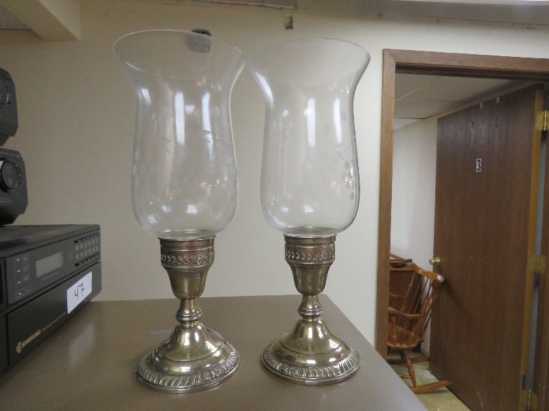 Pair of Hurricane Lamp Stlye Candle Holders