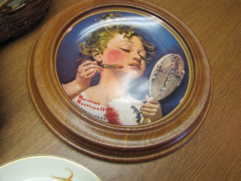 Norman Rockwell plate and Wheat Saucers