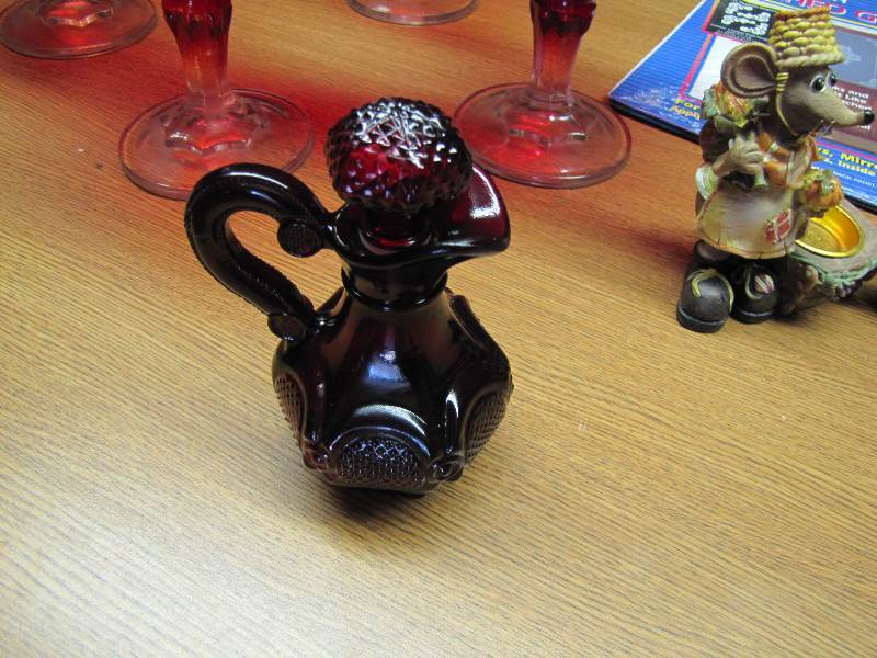 Avon Cape Cod Cruet & 5 Red Bowls