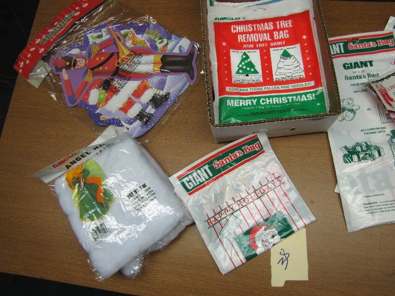 Giant Santa Bags, mesh stockings & many metal hooks