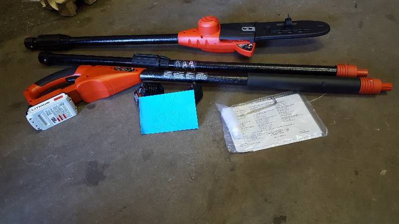 lot 66 image: Black and Decker 8 in. 20-Volt Lithium-ion Electric Cordless Pole Saw