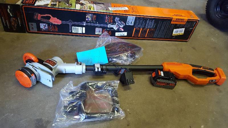 lot 67 image: Black and Decker 20-Volt Lithium-Ion Straight Shaft Electric Cordless String Trimmer