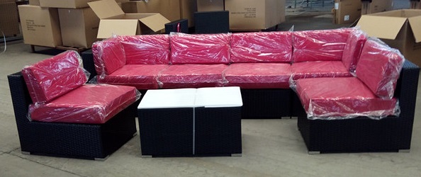 UNUSED 7 PCS RED OUTDOOR FURNITURE SET 7PCSFSRED