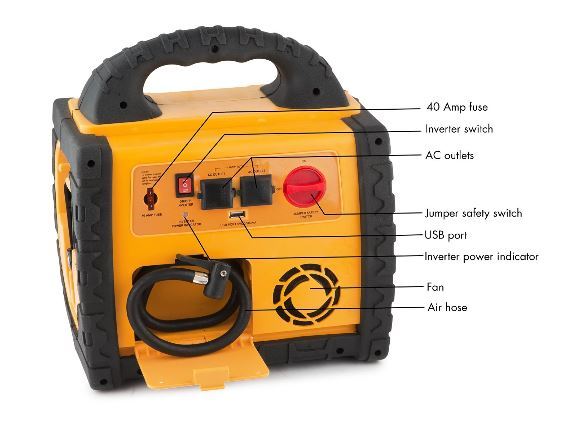 Wagan 400-Watt Power Dome Jump Starter with Built-In Air Compressor and LED Utility Light