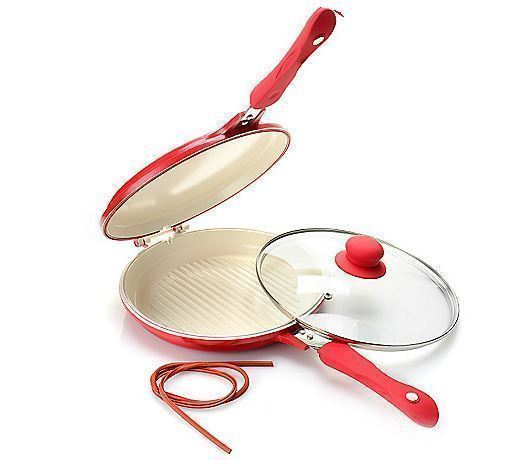 Cooks Companion� Cast Aluminum Ceramic Nonstick 10 Flip Around Pan w Glass Lid