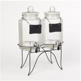 Hammered Glass Twin Beverage Dispensers