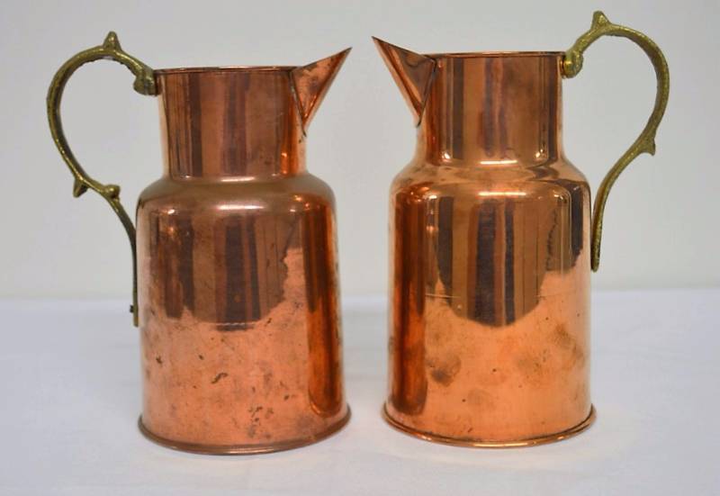 Pair of Copper Pitchers