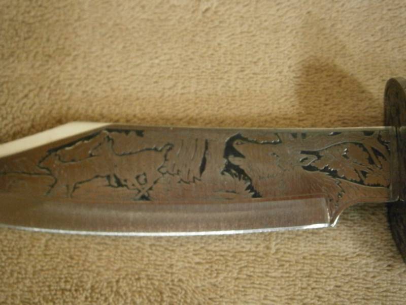 Engraved Elk Knife 11 Long