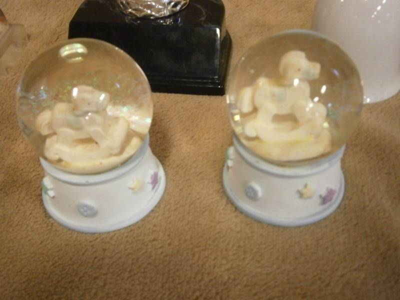 Rocking Horse Bells & Snow globes, Bear Candle Holders, Eagle Trophy
