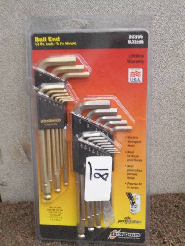 lot 18 image: New Ball End 13-Piece Inch  9-Piece Metric Allen Wrench Set
