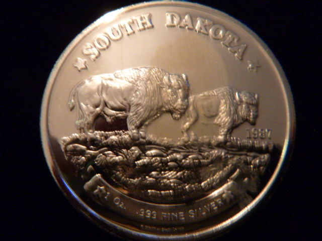 1987 South Dakota Bison Silver Coin