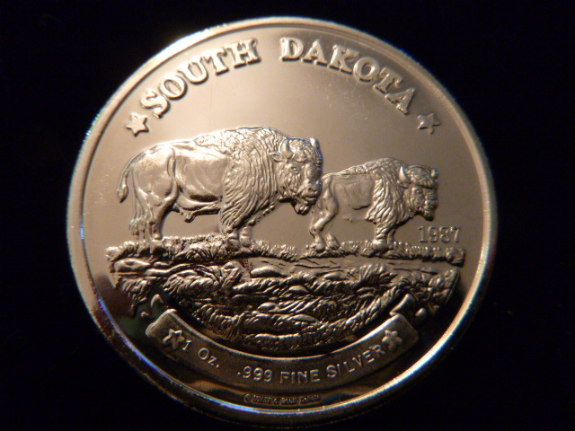 1987 South Dakota Bison Silver Coin