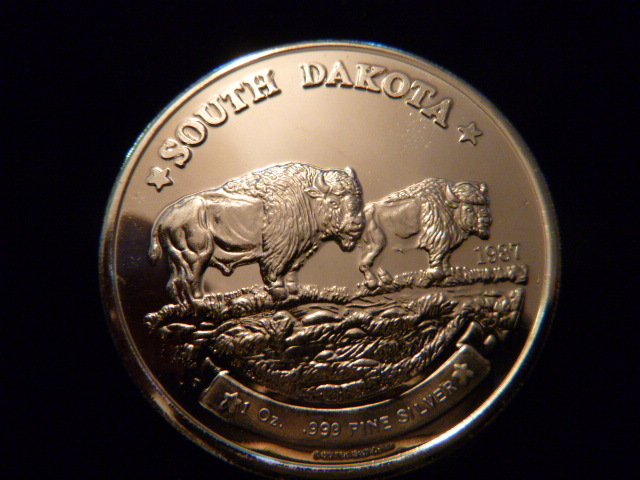 1987 South Dakota Bison Silver Coin