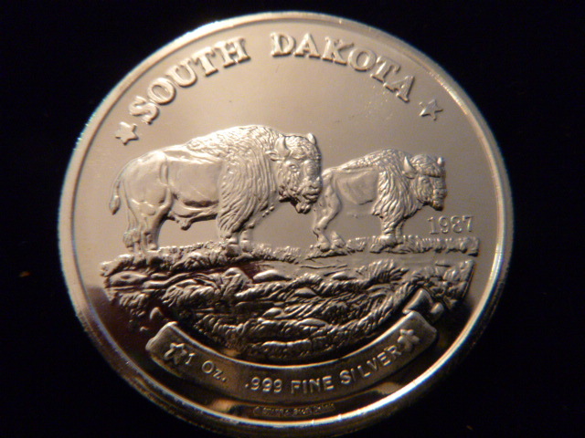 1987 South Dakota Bison Silver Coin