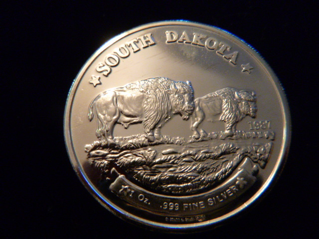 1987 South Dakota Bison Silver Coin