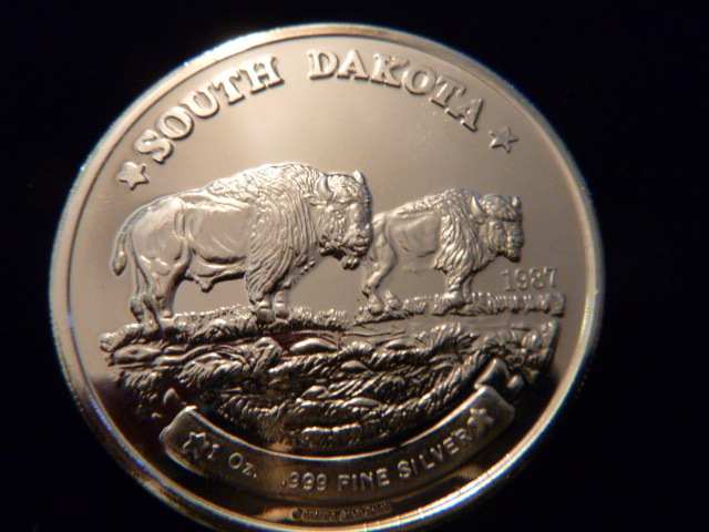 1987 South Dakota Bison Silver Coin