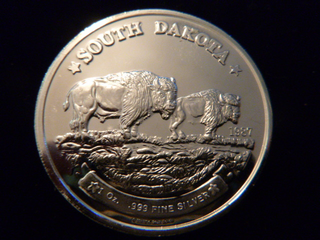 1987 South Dakota Bison Silver Coin