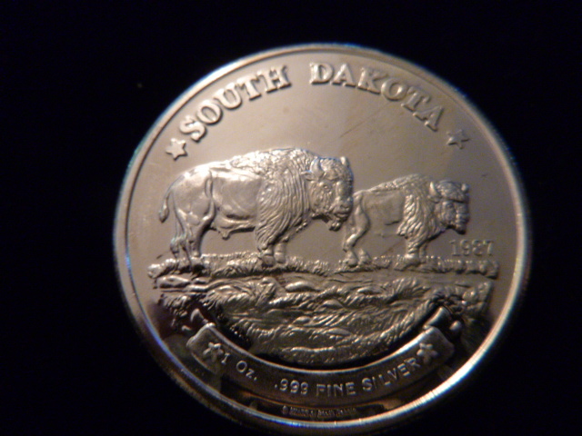 1987 South Dakota Bison Silver Coin