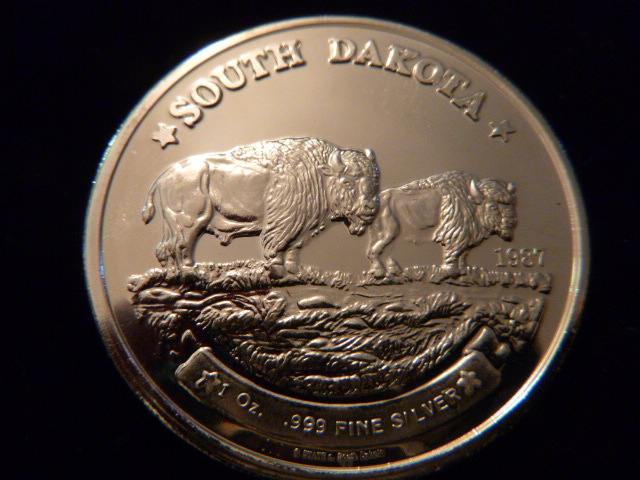 1987 South Dakota Bison Silver Coin