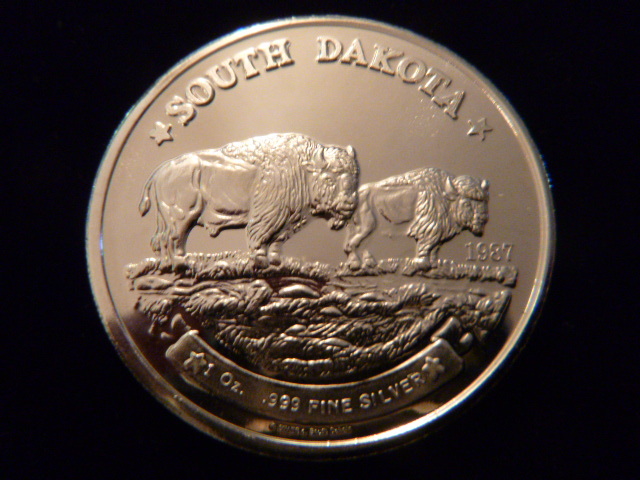 1987 South Dakota Bison Silver Coin