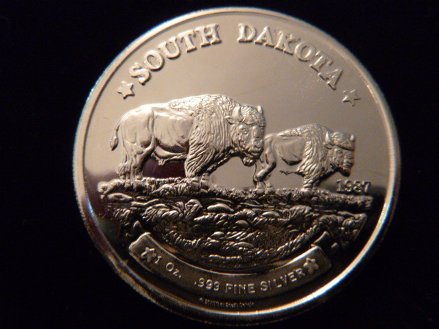 1987 South Dakota Bison Silver Coin