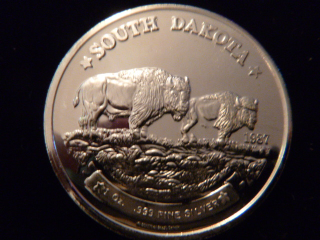 1987 South Dakota Bison Silver Coin