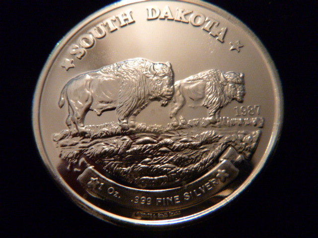 1987 South Dakota Bison Silver Coin