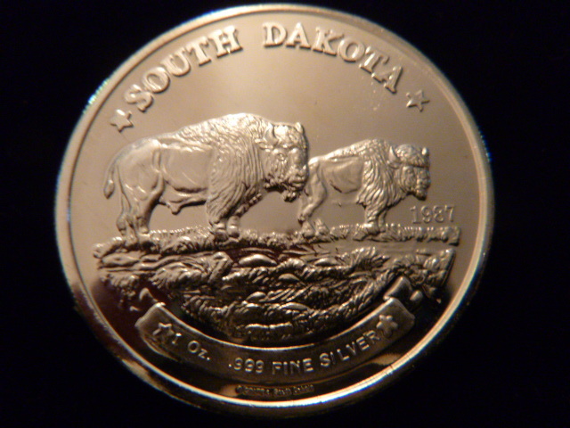 1987 South Dakota Bison Silver Coin