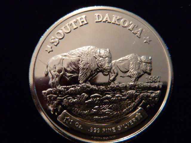 1987 South Dakota Bison Silver Coin