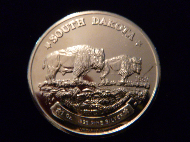 1987 South Dakota Bison Silver Coin
