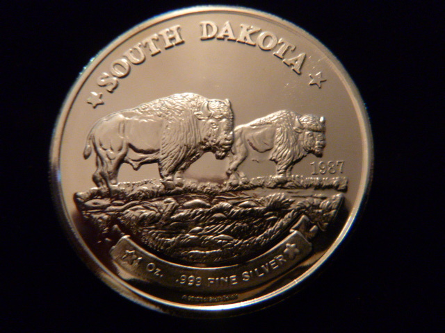 1987 South Dakota Bison Silver Coin
