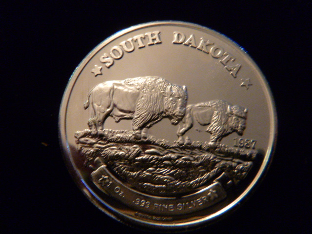 1987 South Dakota Bison Silver Coin