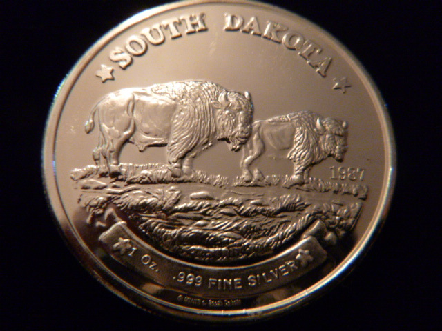 1987 South Dakota Bison Silver Coin