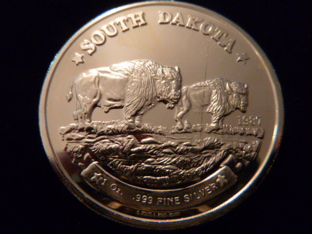 1987 South Dakota Bison Silver Coin