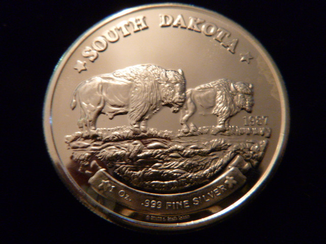 1987 South Dakota Bison Silver Coin