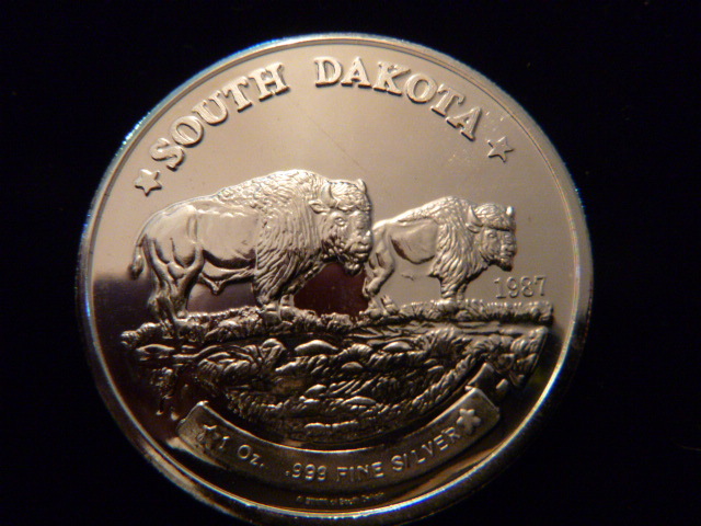 1987 South Dakota Bison Silver Coin