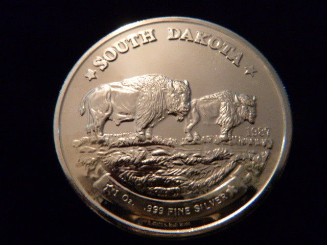 1987 South Dakota Bison Silver Coin