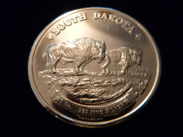 1987 South Dakota Bison Silver Coin