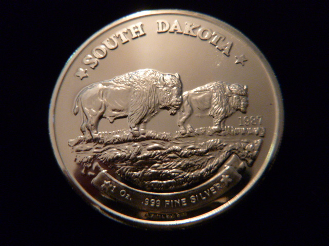 1987 South Dakota Bison Silver Coin