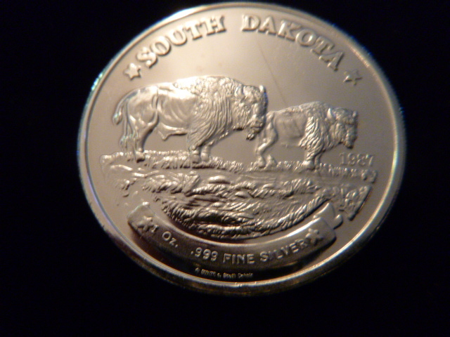 1987 South Dakota Bison Silver Coin