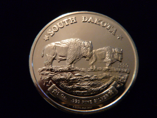 1987 South Dakota Bison Silver Coin