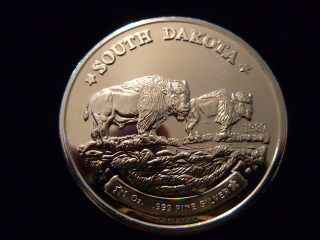 1987 South Dakota Bison Silver Coin