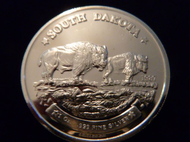 1987 South Dakota Bison Silver Coin