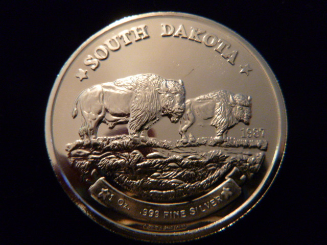 1987 South Dakota Bison Silver Coin